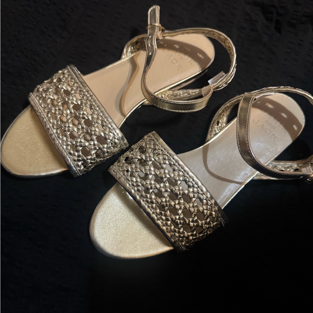 Janie & Jack Girls Gold Woven Strap Sandals size 2k new